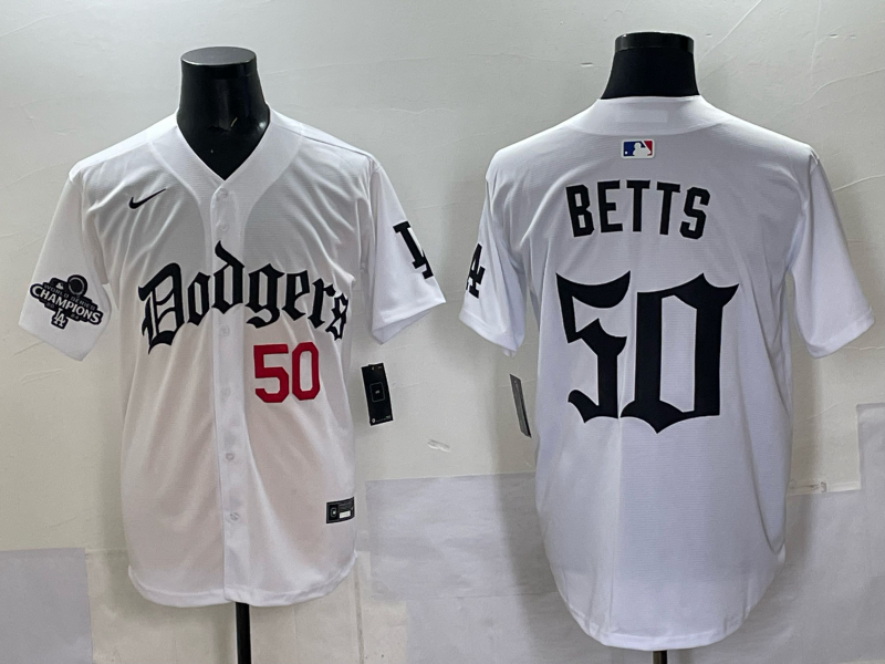 Men Los Angeles Dodgers #50 Betts white Nike 2025 MLB jersey 002